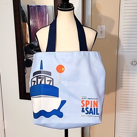 Princess Cruises Casino Spin & Sail blue multi-colored Tote Bag - Picture 1 of 3